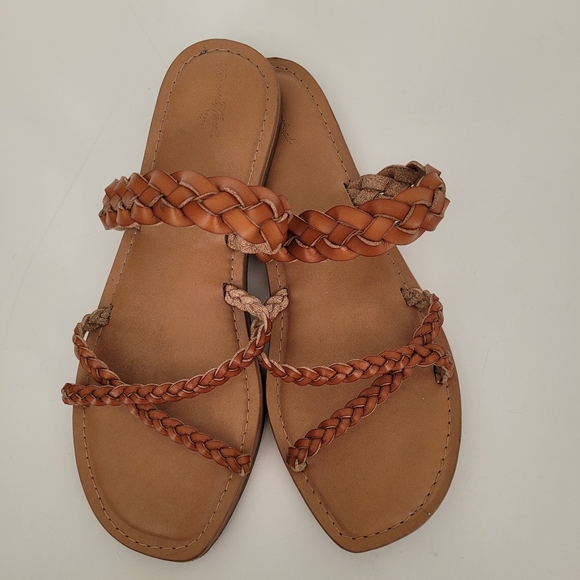 UNIVERSAL THREAD Braided Leather Slides Sandle Boho Western Cowgirl Size 9 - Picture 3 of 10